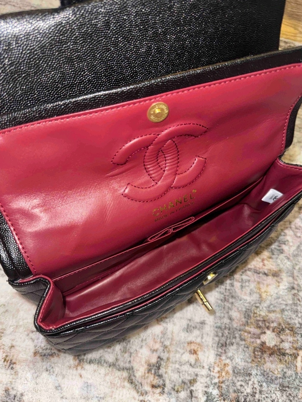 Black Quilted Shoulder Bag with Gold Hardware Luxury Designer Style - Picture 8 of 13